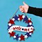4th of July Welcome Wreath for Front Door Decor 12inch Wooden Red White and Blue Star Hanging Sign
